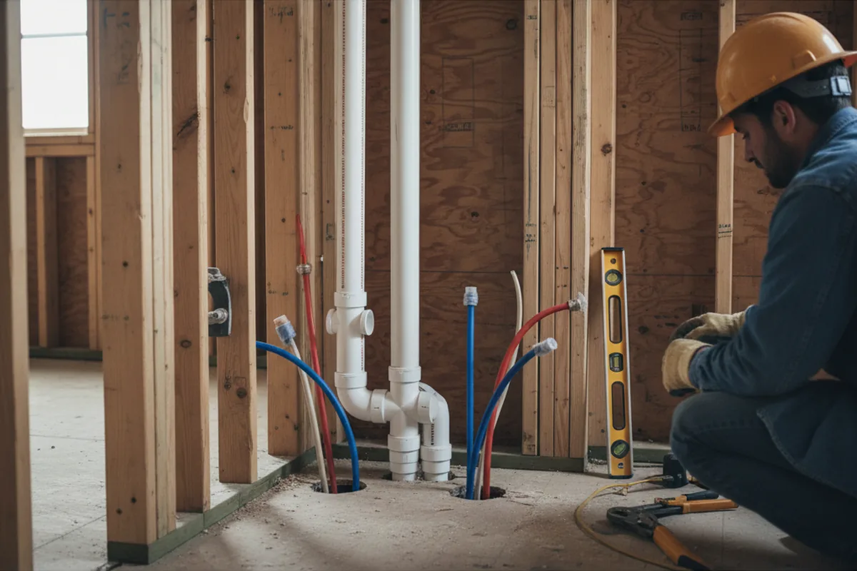 Drain and supply rough-in during Drain Cleaning in Southport